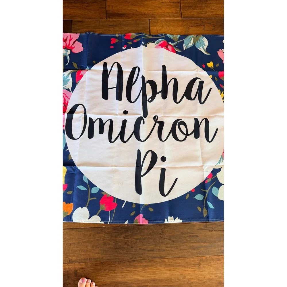 Alpha Omicron Pi Floral Greek Sorority 3'x5' Flag Dorm Decor Women OS Navy Blue